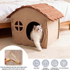 Cueva para Gatos Moderna y Sostenible, Absorbente de Sonido, de Fieltro, Plegable, Cerrada, con Diseño Impreso y Túnel de Juego Interior Acogedor - Product Image 5