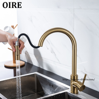 Robinet de cuisine Gourmet Gold, mélangeur classique en laiton massif, chaud/froid, design moderne, avec douchette extractible, cartouche céramique, pour hôtels et hôpitaux