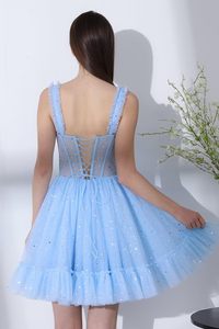 Vestido <span class=keywords><strong>de</strong></span> <span class=keywords><strong>fiesta</strong></span> <span class=keywords><strong>de</strong></span> graduación-Vestido corto <span class=keywords><strong>de</strong></span> lentejuelas-Vestido <span class=keywords><strong>de</strong></span> graduación <span class=keywords><strong>de</strong></span> gasa con volantes juvenil - Product Image 6