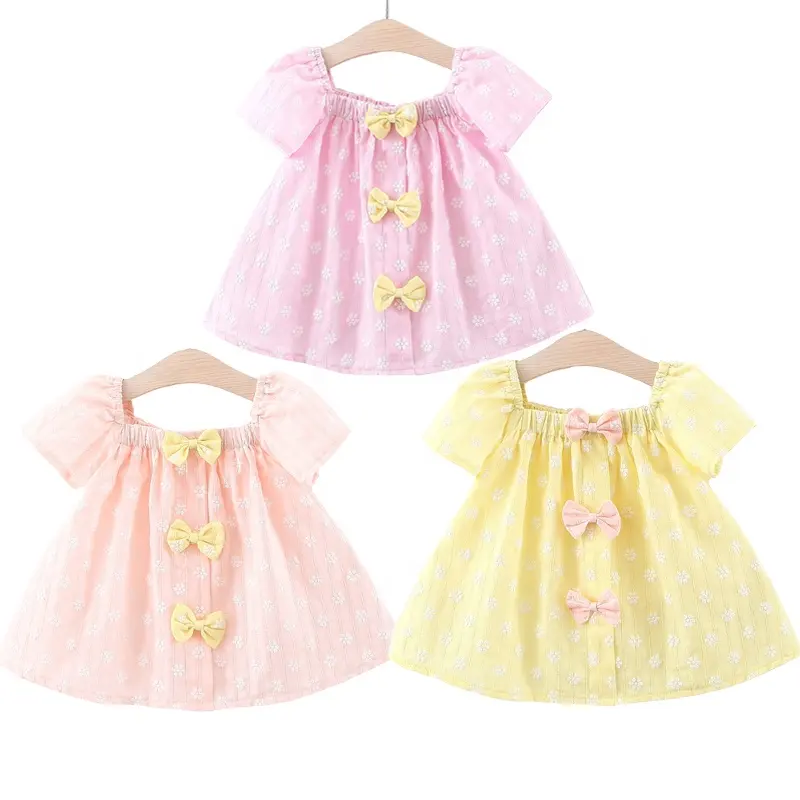 New style fashion bow knot baby casual dresses summer baby girl dresses