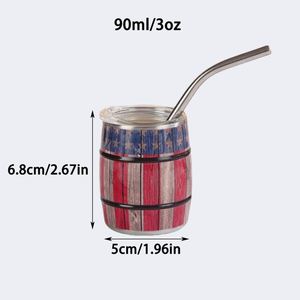 Wholesale 3oz Wine Tumbler Sublimation Blank Double Wall Stainless Steel 3oz Mini Shot Glass Tumbler Cup With Lid and <b>Straw</b> - Product Image 3