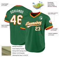 Maillot de Baseball Rétro Authentique Vert Personnalisé, T-shirt de Baseball sans Boutons pour Tenues de Baseball et Softball