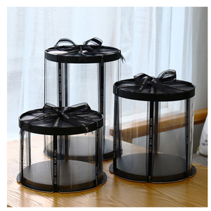 Packaging box wholesale round transparent cake box multi-size transparent round cake birthday box