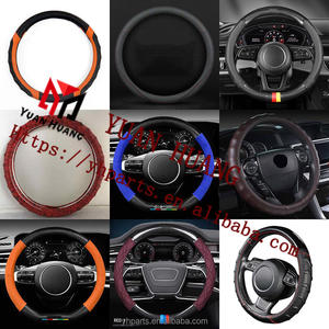 Housse de volant JQ258 universelle antidérapante en cuir noir et fourrure marron de 38cm - Product Image 6