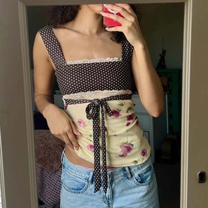 Top sans bretelles à imprimé pois de style européen et américain pour femme, coupe ajustée, dos nu, bretelles spaghetti, décontracté, à porter au quotidien - Product Image 2