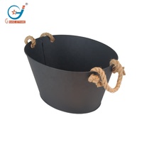 Bac à boissons ovale en métal de 5,6 gallons avec poignées en corde, seau à glace pour les fêtes, les bars et la maison