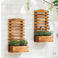 Panneau de treillis en bois de pin verni mural, bac à fleurs rectangulaire pour jardin, avec finition peinte pour une utilisation en intérieur et en extérieur