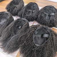 Nueva Peluca Larga de Media Cabeza, Color Natural, Cabello Virgen Rizado 4B 4C, 3 en 1, Sin Pegamento, con Encaje Frontal, Gorra Pequeña