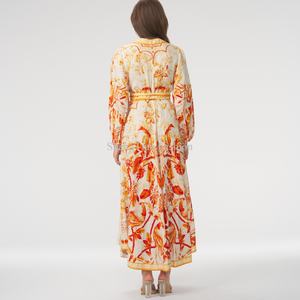 Vestido de Verano Personalizado OEM de Alta Calidad, Vestido Informal Elegante de Lino con Cuello en V, Vestido Formal Holgado con Lazos para Mujer - Product Image 3