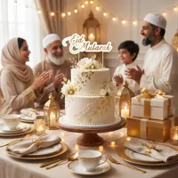 902259 Decoración para Pastel Eid Mubarak, Letras Doradas, Decoración para Pastel de Ramadán, Suministros para Mesa de Postres para Festivales Musulmanes, Venta al por Mayor