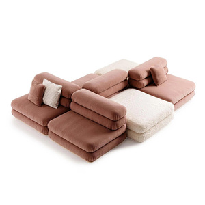 Divano Componibile <span class=keywords><strong>Moderno</strong></span> a Tre Posti in Tessuto, <span class=keywords><strong>Design</strong></span> Creativo a Blocchi Quadrati, Combinazione Libera, per <span class=keywords><strong>Soggiorno</strong></span> - Product Image 2