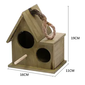 Outdoor solid wood small bird nest parrot warm breeding hanging house garden small decoration hatching bird cage