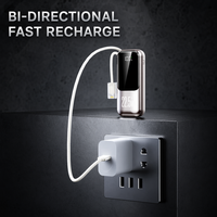 Mini batterie portable Li-polymère 10000 mAh avec affichage LED Type-C et charge rapide 22,5 W, chargeur d'urgence