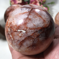 Donghai Quartz de sapin poli de haute qualité Pierre de cristal naturel Sphère de guérison Quartz hématoïde Boule de cristal Thème de l'amour Noël