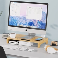 Support de moniteur en bambou Addreen – Étagère simple et élévatrice pour écran d'ordinateur, ordinateur portable et moniteur LCD
