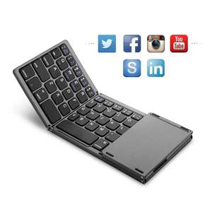 Foldable Slim Portable Mini bluetooth Triple Folding Foldable Mini Bt Wireless Keyboard with Mouse Touchpad for xiaomi Tv Box - Product Image 3