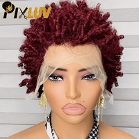 Perruque Courte Afro Pixie Cut 13x4 en Dentelle Frontale, Cheveux Humains Vierges Indiens Naturels, Bouclés Crépus, Sans Colle, Couleur Naturelle, Vente en Gros
