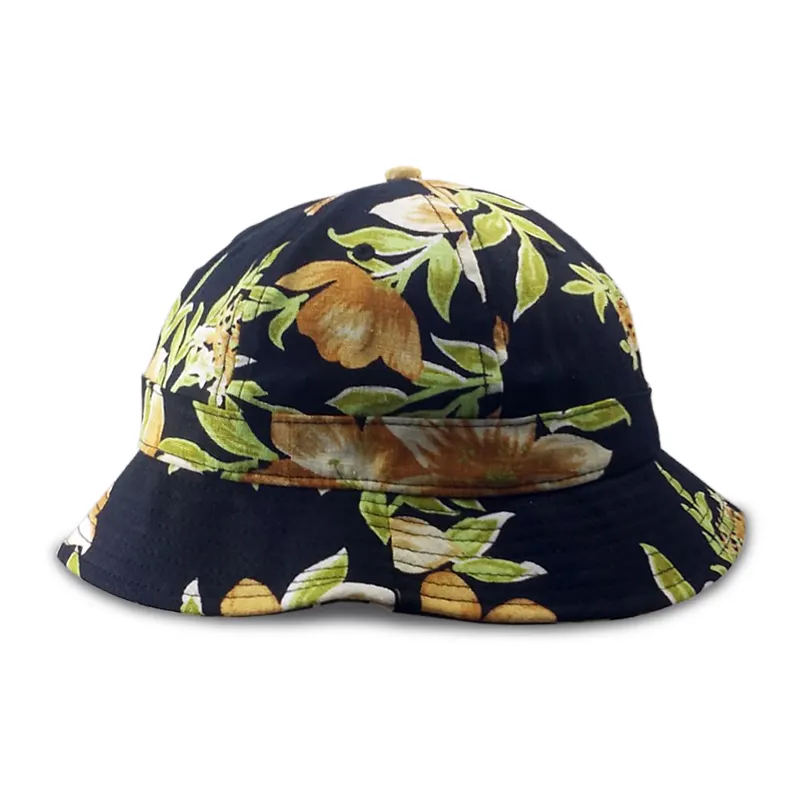 Individuell vollständig bedruckt floral 6 Panel Strand-Klochenhut, Großhandel Outdoor 100 % Polyester Damenmode Eimerkappen Hüte