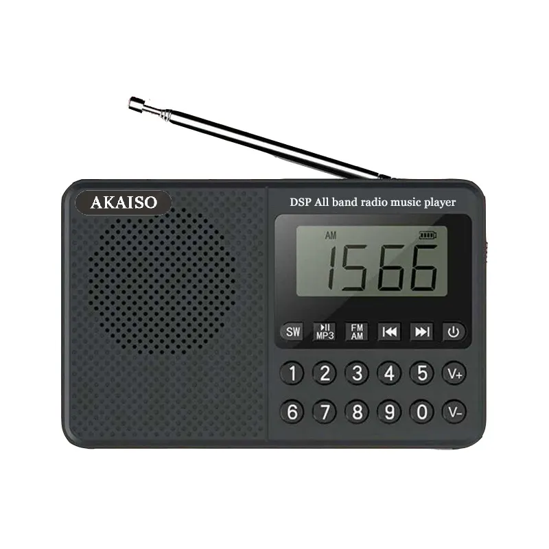 AKAISO T-168 radio portable 21 bandes radio numérique fm sw lecteur de musique tf carte u disque avec 18650 Batterie
