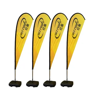 Weihai Wisezone outdoor advertising flying beachflag custom logo 3.5m deco drop banners 11feet event marketing flags water base