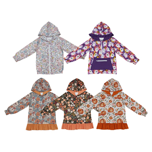 Preordina la felpa <span class=keywords><strong>con</strong></span> cappuccio Yawoo GT0914 per bambine, <span class=keywords><strong>con</strong></span> stampa fantasma, zucca e fiori, mezza zip e orlo arricciato, perfetta per Halloween. - Product Image 1