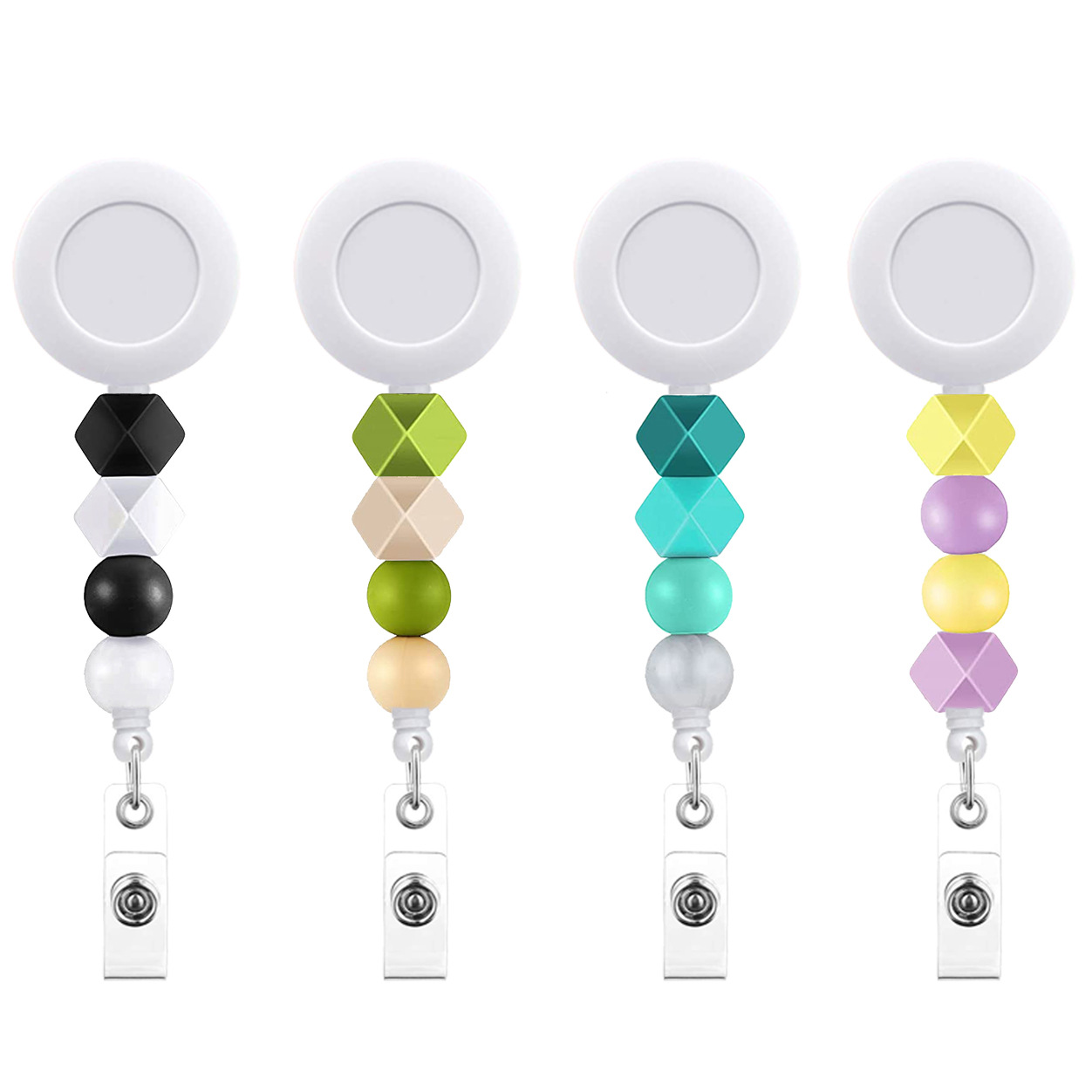 Бейдж с бусинами в катушке, подарок для учеников и медсестер, удостоверение личности, бирка с именем, выдвижной держатель