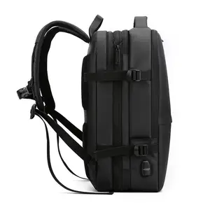USB şarj portu ile özel yüksek kaliteli çok fonksiyonlu tuval erkek dizüstü sırt çantası