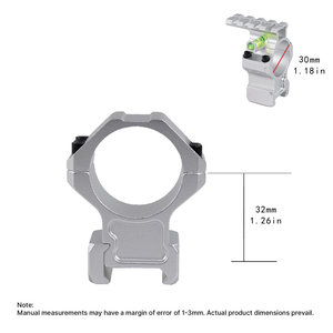 Anneaux de montage BANGBANG avec calibrage horizontal et rail d'extension supérieur pour tube de 30 mm, hauteur centrale 1,26 po (Argent) - Product Image 3