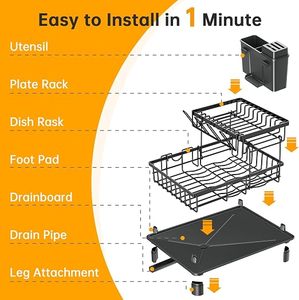Égouttoir à vaisselle à 2 niveaux en gros pour la maison avec égouttoir et support de rangement pour la cuisine - Product Image 4
