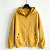 Sweat à capuche ample en coton brodé et perlé pour homme, à épaules tombantes, hiver, décontracté, uni, personnalisé, en maille gaufrée, zippé, épais, marque privée, OEM