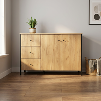 Meuble de rangement en bois à deux portes et trois tiroirs pour intérieur – Offre spéciale