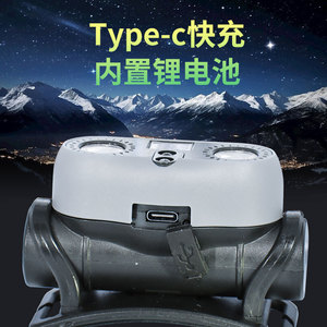 ไฟหน้าแบบ LED ชนิด C ชาร์จเร็ว แบตเตอรี่ลิเธียมในตัว ไฟสำหรับปั่นจักรยานและตกปลากลางแจ้ง - Product Image 1