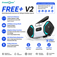 FreedConn FREE+ V2 - Sistema de Comunicación Inalámbrico para Casco de Esquí, Intercomunicador para 6 Personas