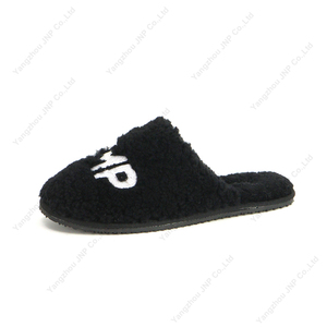 Logo ricamato personalizzato da <span class=keywords><strong>uomo</strong></span> sfocato inverno soffice pile nero Shearling pelliccia scivoli pantofole produttore - Product Image 4
