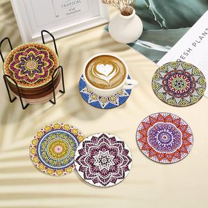 <span class=keywords><strong>Kit</strong></span> de sous-verres en bois 5D personnalisés OEM, motif Mandala, avec support, sous-verres de peinture diamant à marque privée pour l'artisanat - Product Image 6