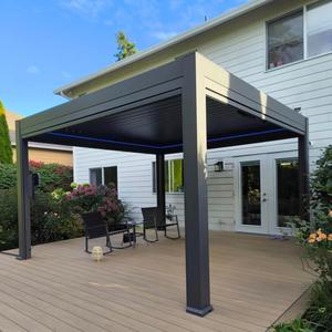Pérgola de Aluminio Motorizada Gris Oscuro con Techo Ajustable por Control Remoto, Pabellón Metálico para Patio, <span class=keywords><strong>Terraza</strong></span> con Vista al <span class=keywords><strong>Mar</strong></span>, 6 Pies - Product Image 5
