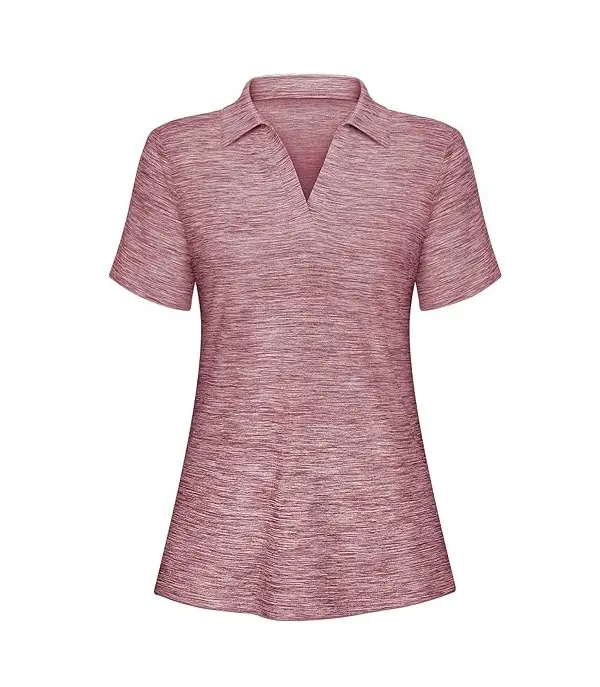 Women's breathable and comfortable sports V-neck top long sleeved casual polo shirt