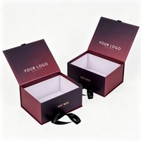 Boîte cadeau rigide magnétique pliable personnalisée, emballage en carton de luxe pour chapeaux, perruques, produits de mode avec logo, fermeture à ruban