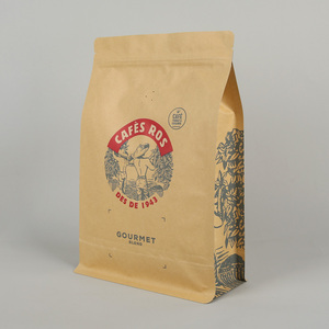 250g Túi phân hủy sinh học có thể phân hủy đáy phẳng hộp đáy Túi giấy Kraft dây kéo pouchtea bao bì cà phê với van thiếc cà vạt - Product Image 5