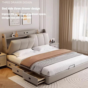 Mobilier de salon Cadre de <span class=keywords><strong>lit</strong></span> avec <span class=keywords><strong>veilleuse</strong></span> pratique pour <span class=keywords><strong>adulte</strong></span> Prix de gros Lits king rembourrés modernes personnalisés - Product Image 5