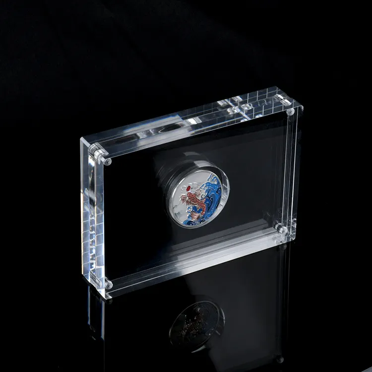 TOYIN مخصص مغناطيس الاكريليك حامل عملة الاكريليك عرض عملة إطار PMMA للهدايا التذكارية