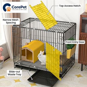 <span class=keywords><strong>Cage</strong></span> pliable pour lapins et chats en métal <span class=keywords><strong>avec</strong></span> plateau en plastique, pour intérieur/extérieur, facile à nettoyer, portable, à structure dense, toutes saisons - Product Image 3