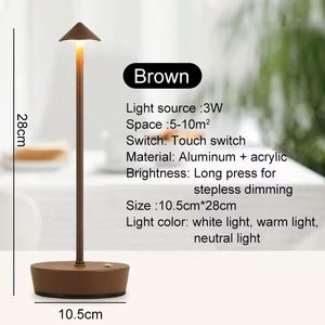 โคมไฟตั้งโต๊ะ LED แบบชาร์จไฟได้ พร้อมเซ็นเซอร์สัมผัส ไร้สาย 3 สี โคมไฟข้างเตียง แสงสร้างบรรยากาศ ตกแต่งห้อง แสงกลางคืน - Product Image 4