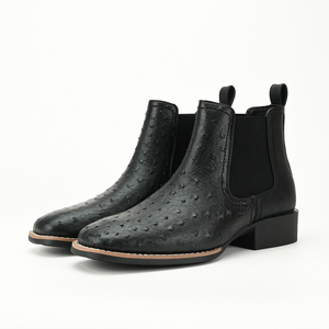 Stivali Chelsea da Uomo in Pelle di Coccodrillo, Stivali Neri a Punta alla Moda, <span class=keywords><strong>Scarpe</strong></span> Eleganti in PU Slip-on <span class=keywords><strong>per</strong></span> Business - Product Image 2