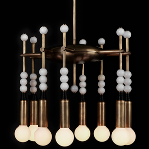Lampadario Moderno in Stile Art Deco Personalizzato, Riproduzione Vintage <span class=keywords><strong>con</strong></span> <span class=keywords><strong>Paralume</strong></span> in Vetro e Pelle per Casa di Campagna - Product Image 6