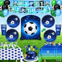 Ensemble de fournitures pour fête d'anniversaire sur le thème du football, kit de vaisselle jetable sur le thème du football