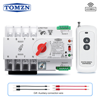 TOMZN Commutateur de transfert automatique sans fil 4P ATS 433 MHz avec télécommande, sélecteur électrique double alimentation pour une alimentation ininterrompue