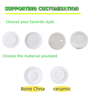 <span class=keywords><strong>Assiettes</strong></span> à dîner rondes en céramique blanches personnalisées avec logo, porcelaine en gros pour restaurant, hôtel et banquet de mariage - Product Image 2