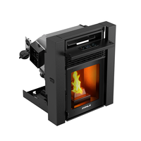 QM0502A Poêle à granulés de bois encastré intérieur 5KW avec écran caché, télécommande WIFI européenne, foyer à granulés