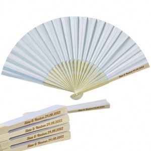 Éventail de mariage en bambou brodé sur mesure de 21 cm, style traditionnel portable avec motif musical du Nouvel An chinois, cadeau personnalisé - Product Image 2